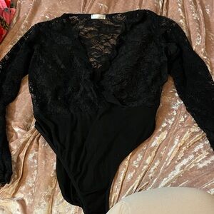 Elegant Black Lace Bodysuit